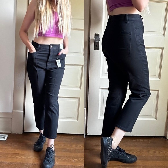 Express Super High Waisted Straight Leg Cropped Pant - Picture 1 of 8